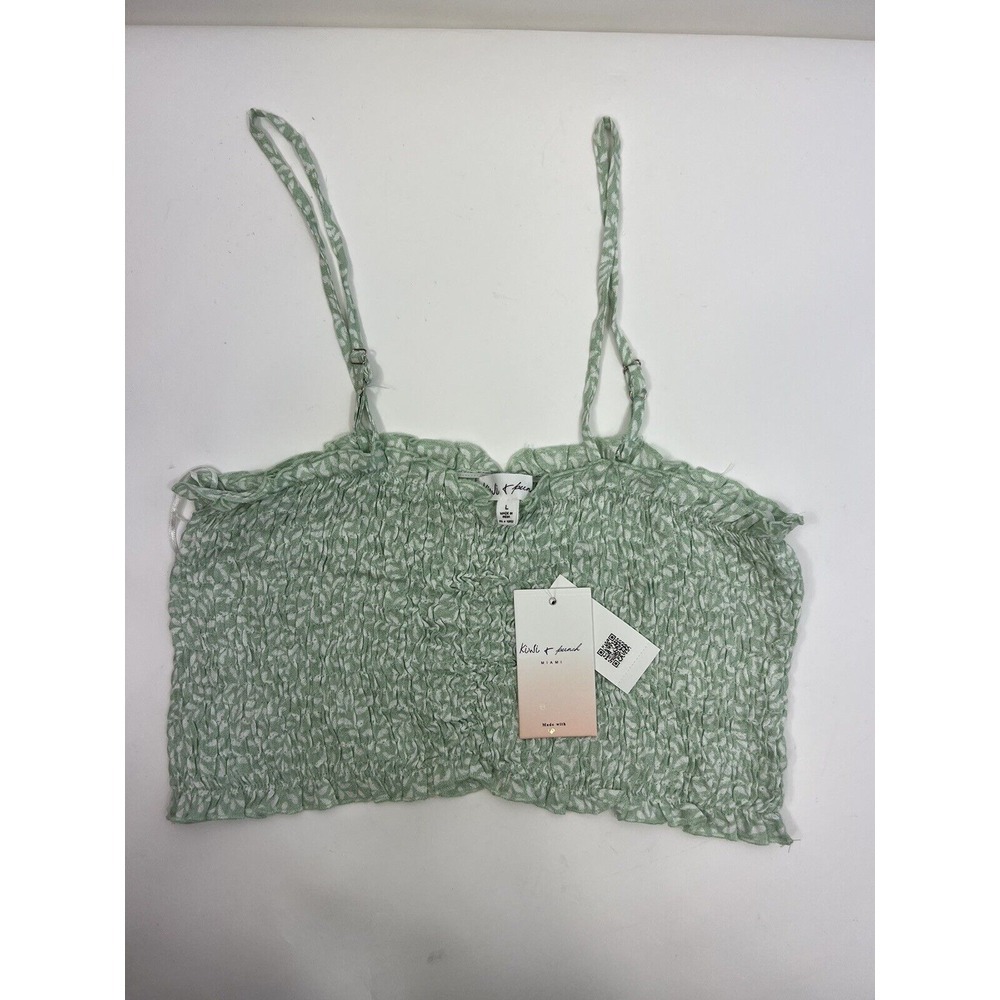 Kiwi & Punch Crop Top Juniors Size L Green Spaghetti Strap Tank Roused‎ NWT
